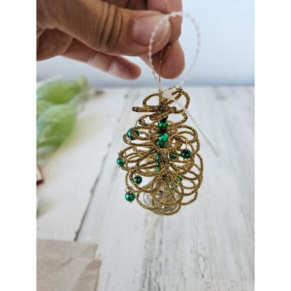 Vintage beaded tree gold green unique Xmas - Picture 5 of 7